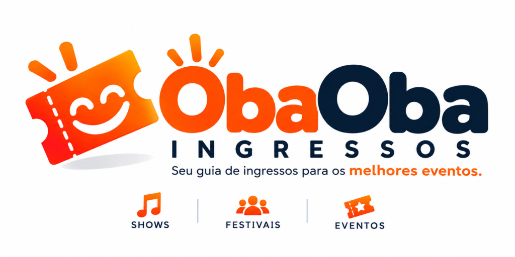Logo ObaOba Ingressos com slogan e categorias de eventos
