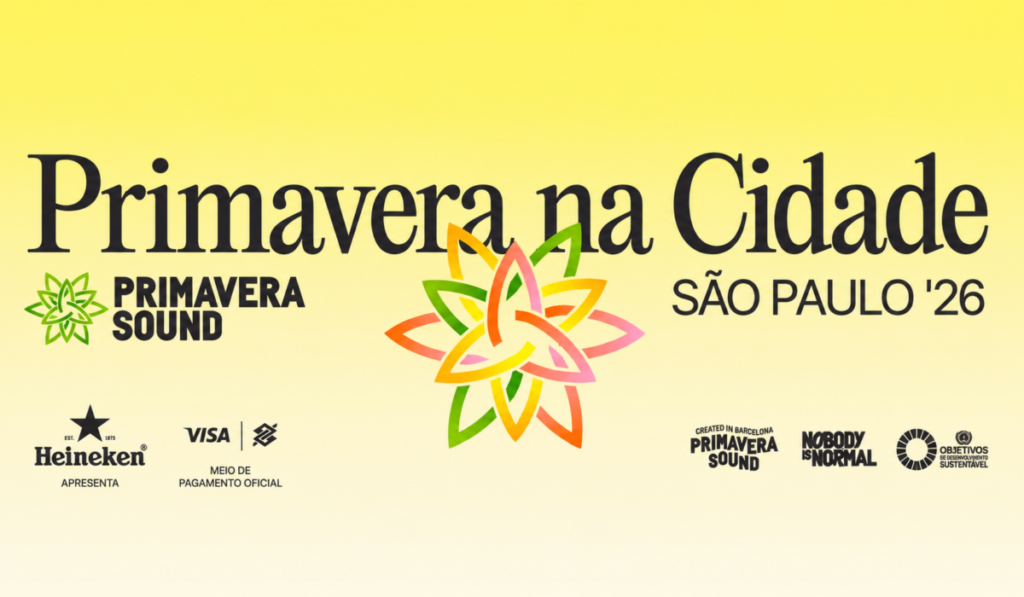 Cartaz do evento Primavera na Cidade 2026 em São Paulo com artistas e datas destacadas
